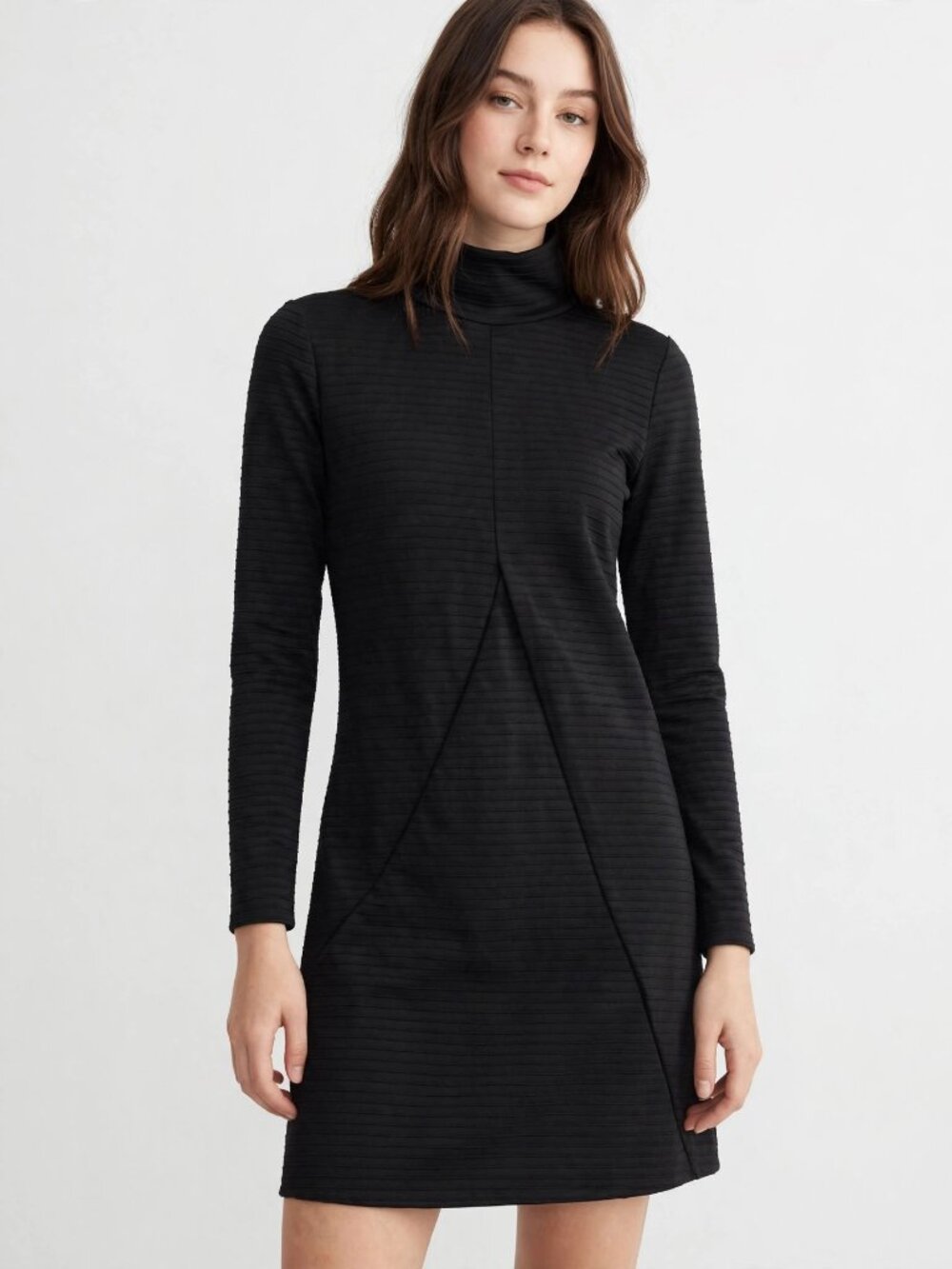 KAKI Black Ribbed Turtleneck Top Dress M/L